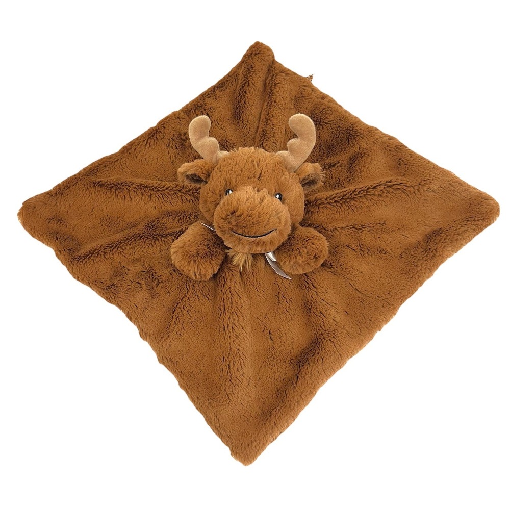 Bass Pro Shops Baby Moose Lovey Brown Security Blanket Fuzzy Plush Rare Snuggle